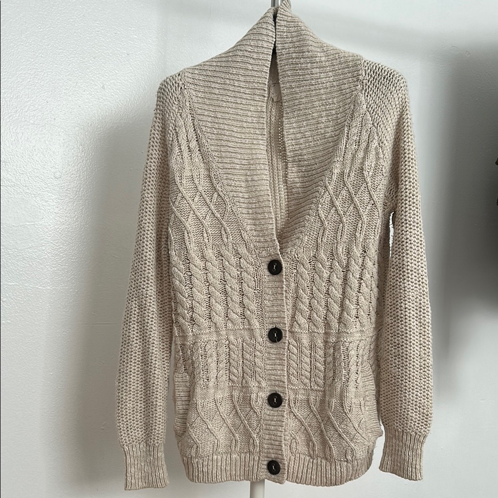 Coincidence & Chance Cream Cable Knit Cardigan Sweater